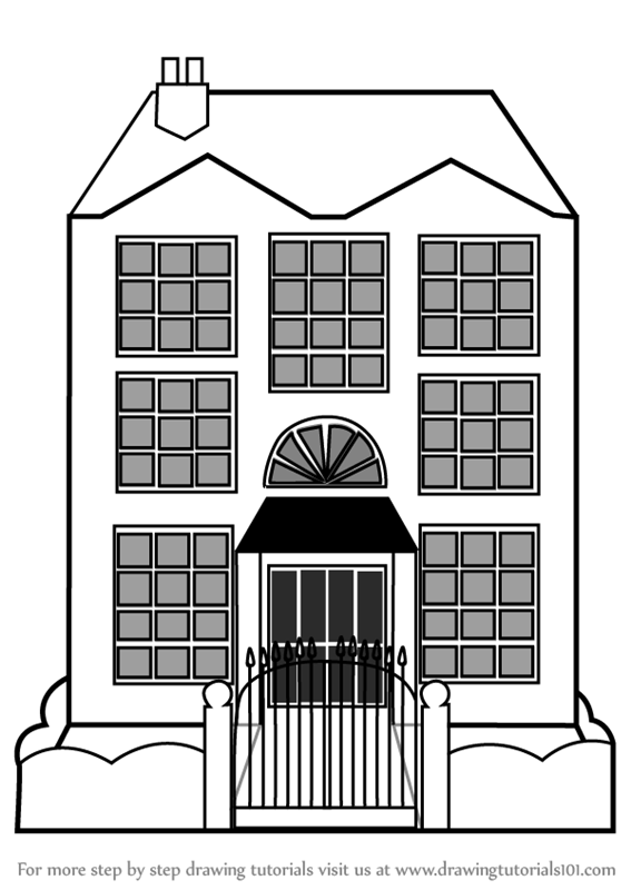 Learn How to Draw Mansion House Houses Step by Step 