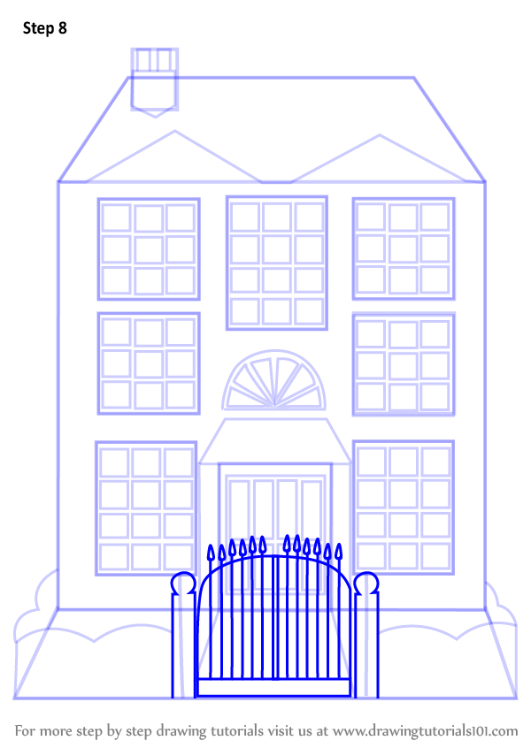 Learn How to Draw Mansion House Houses Step by Step 