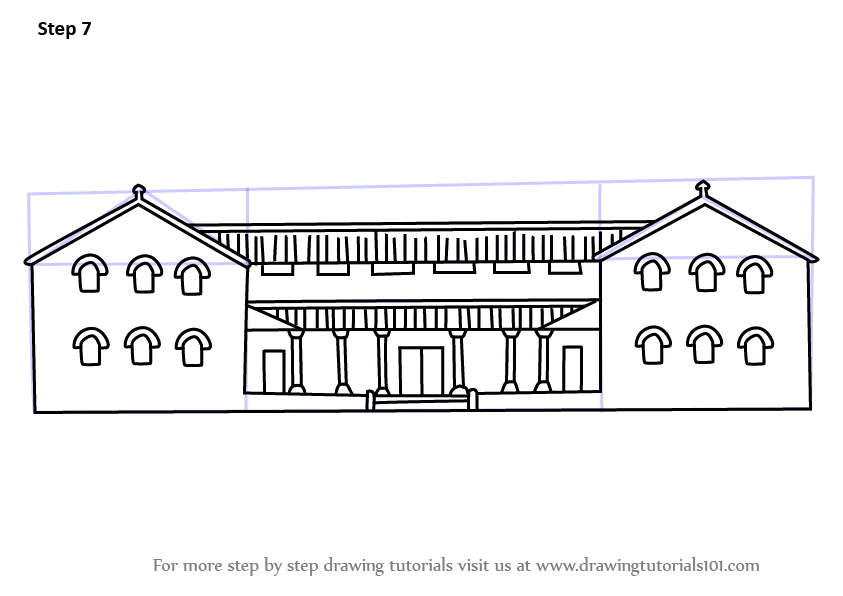 Learn How to Draw a Roman House (Houses) Step by Step : Drawing Tutorials