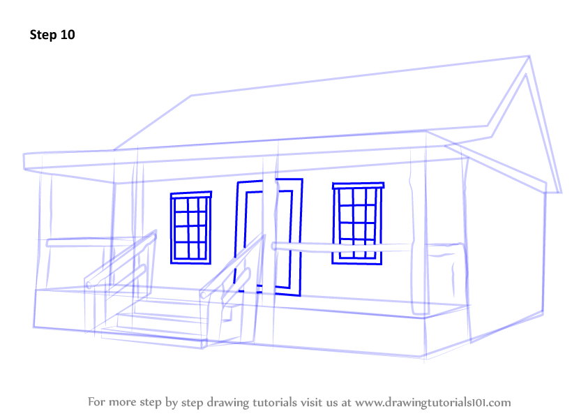 Learn How To Draw A Wood Cabin Houses Step By Step Drawing