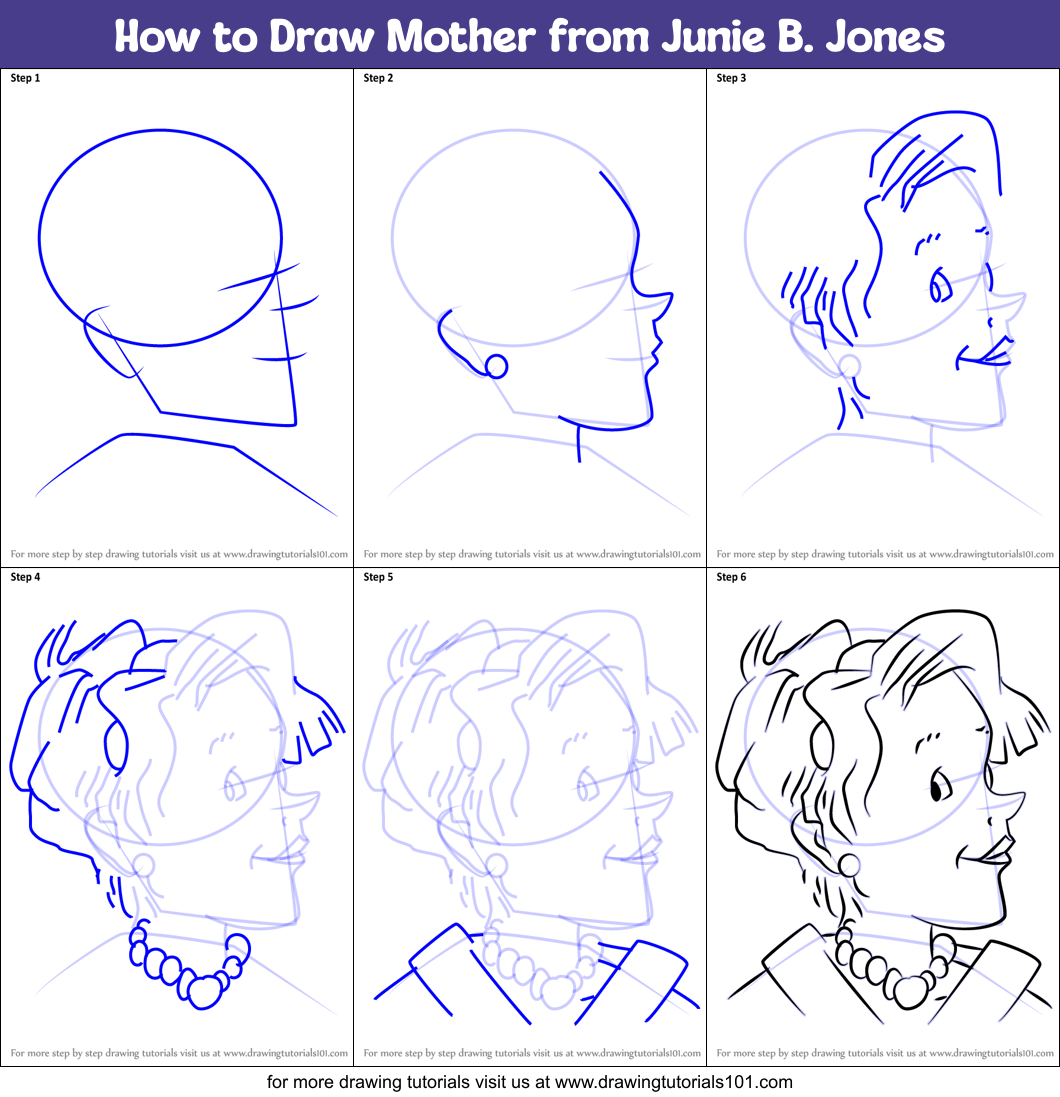How to Draw Mother from Junie B. Jones Printable Step by Step