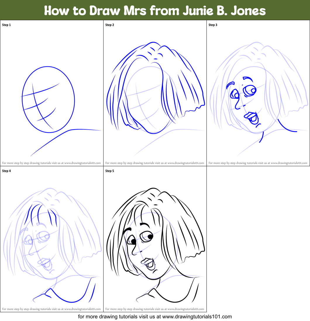 How to Draw Mrs from Junie B. Jones Printable Step by Step