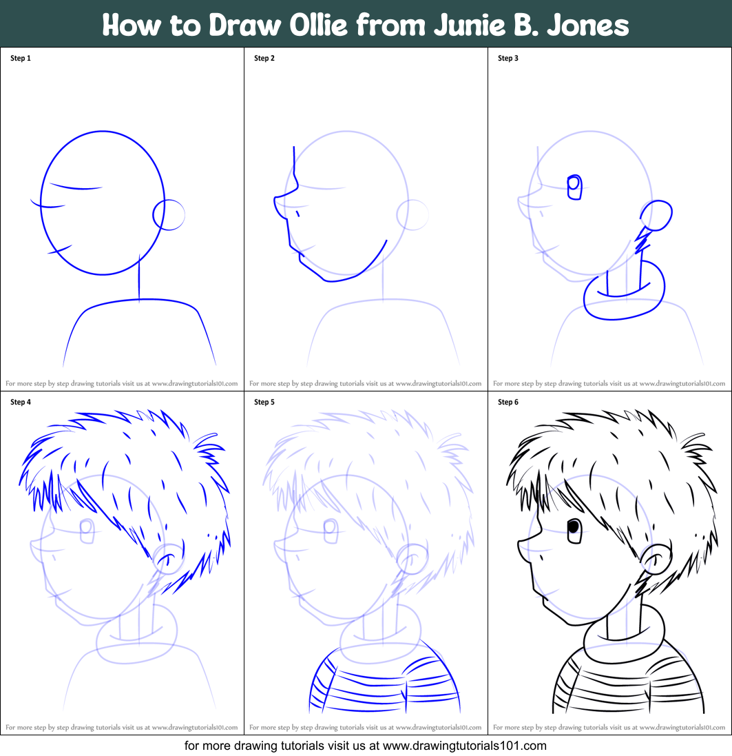 How to Draw Ollie from Junie B. Jones Printable Step by Step