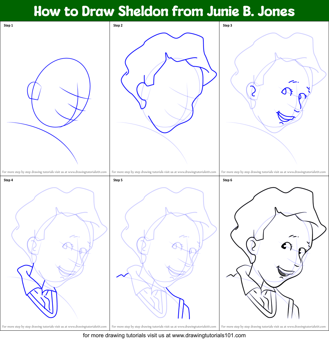 How to Draw Sheldon from Junie B. Jones Printable Step by Step