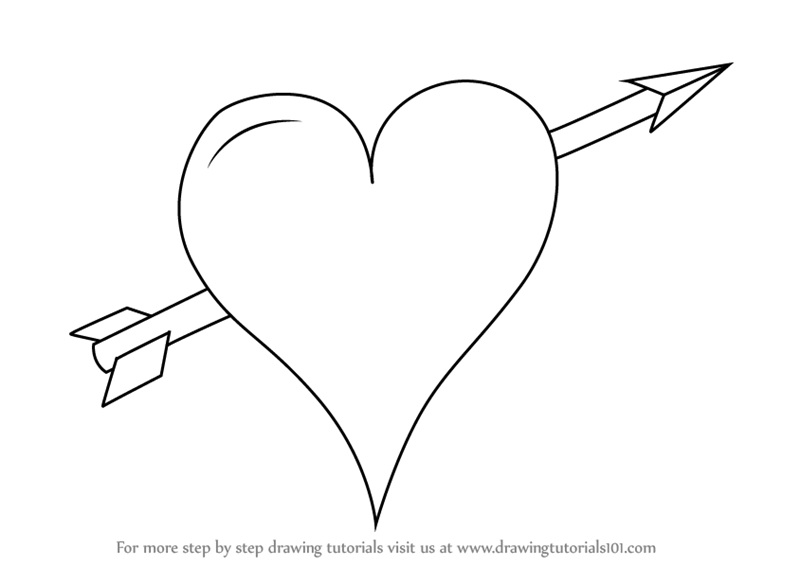 Learn How To Draw Heart With Arrow Love Step By Step Drawing Tutorials