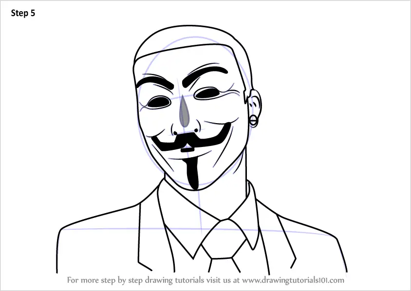 how to draw Anonymous Hacker step 5