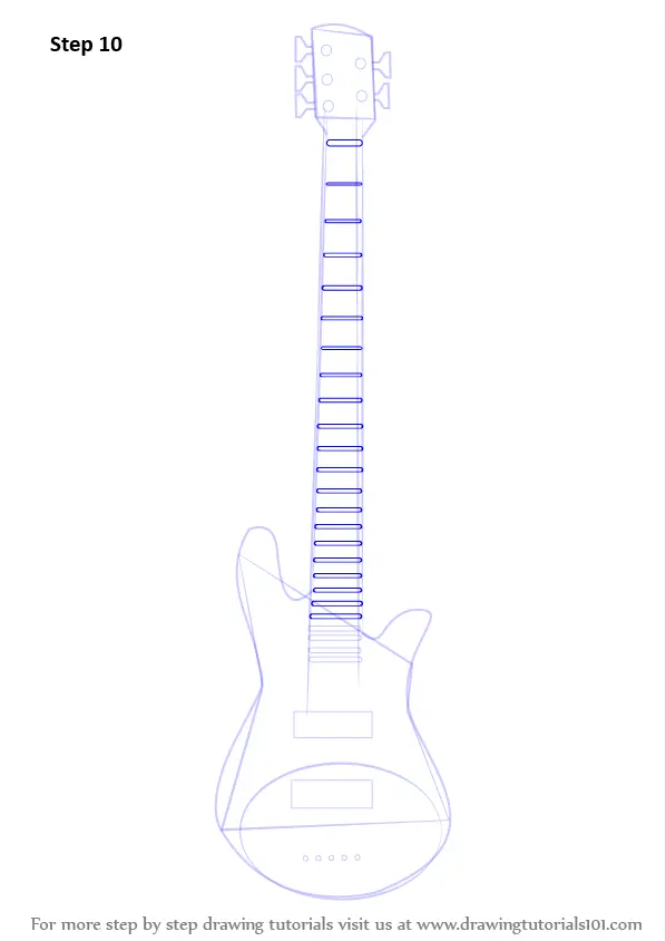 Learn How to Draw a Bass Guitar (Musical Instruments) Step by Step
