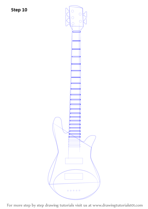 Learn How to Draw a Bass Guitar (Musical Instruments) Step by Step