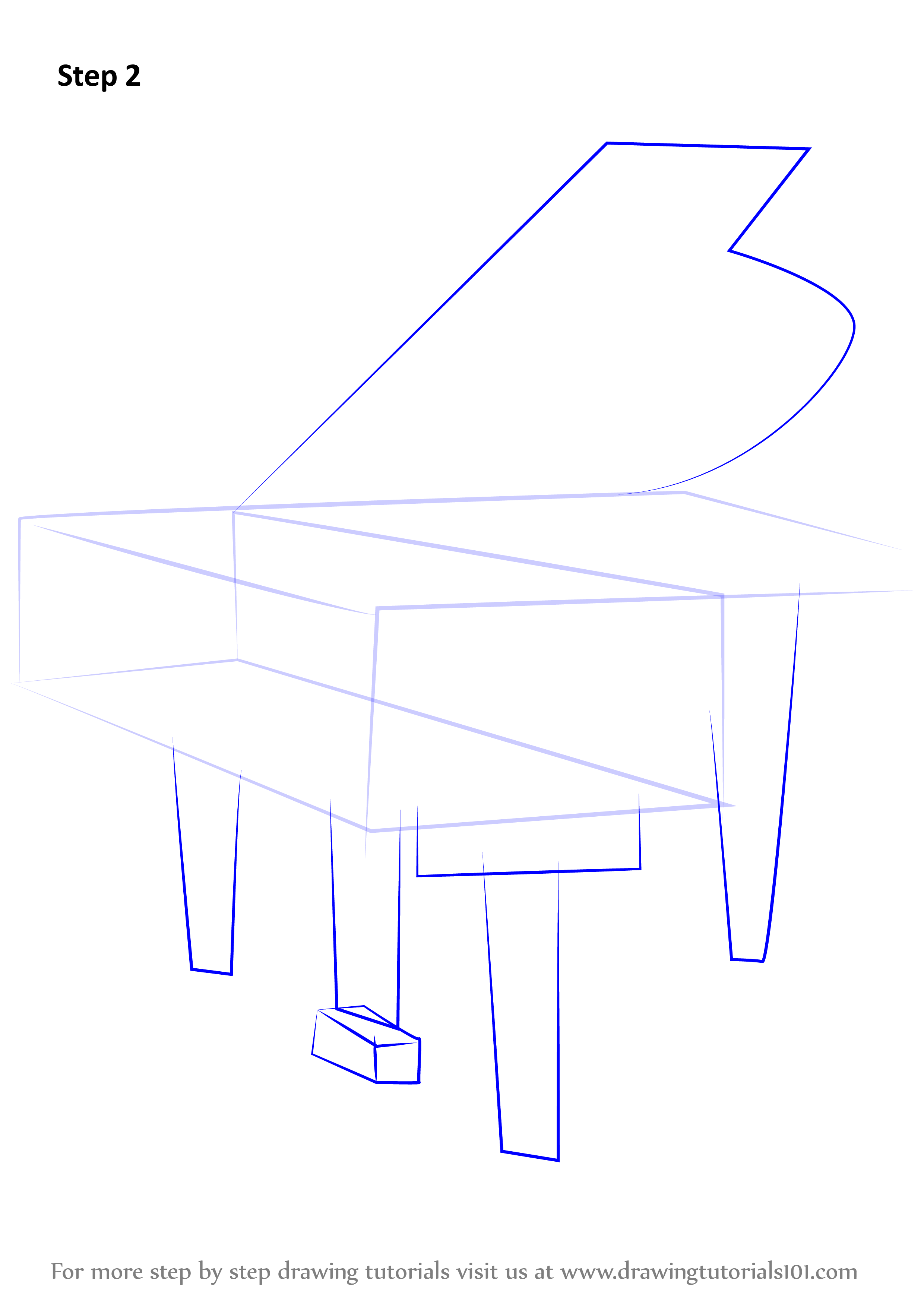 Learn How to Draw a Grand piano (Musical Instruments) Step by Step