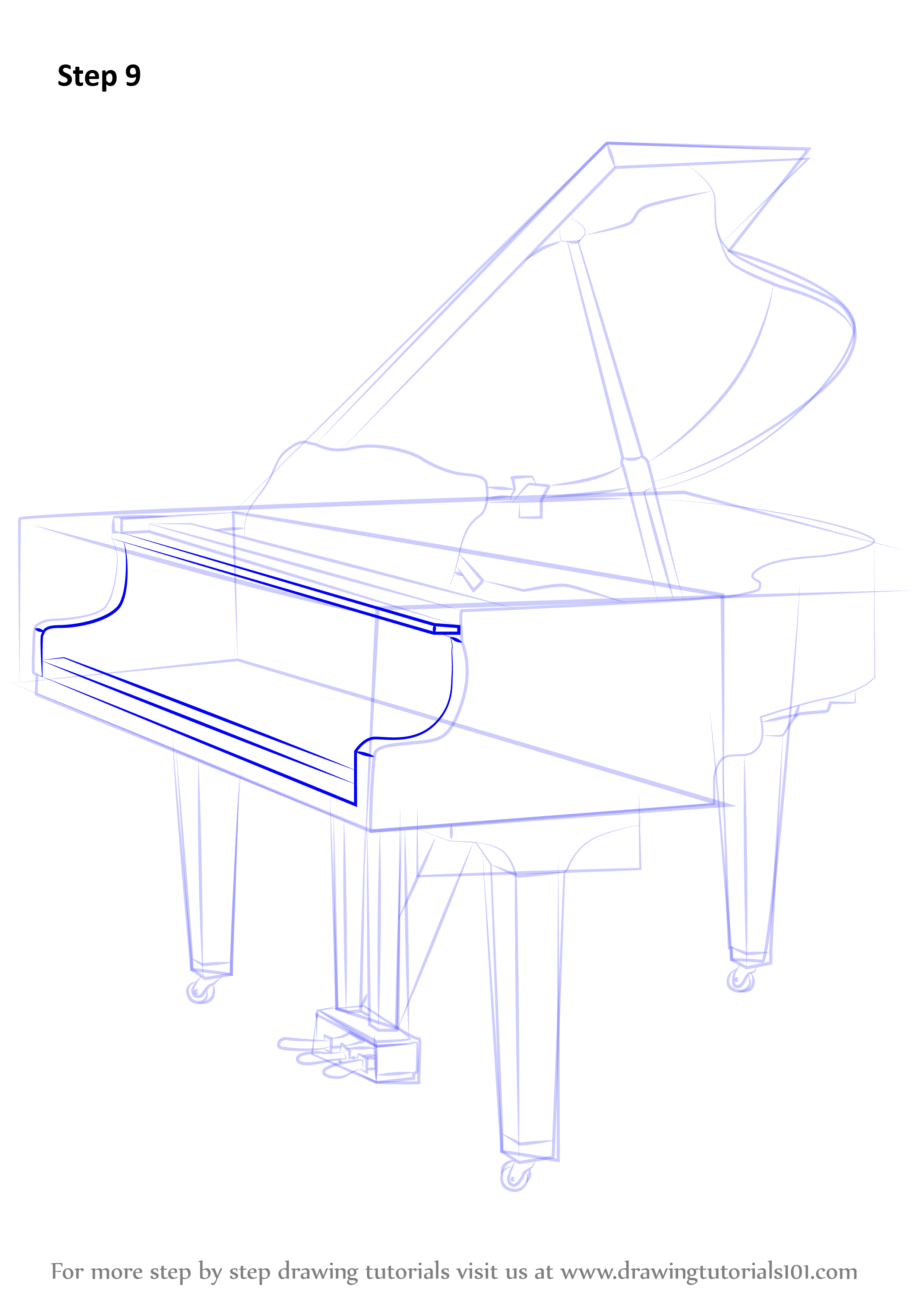 Step by Step How to Draw a Grand piano ...