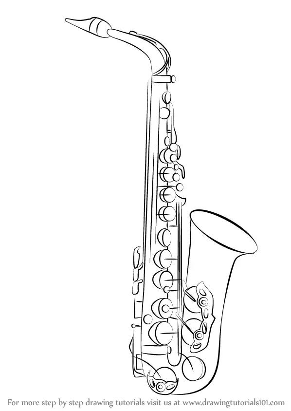 Learn How To Draw A Saxophone Musical Instruments Step By Step Drawing Tutorials