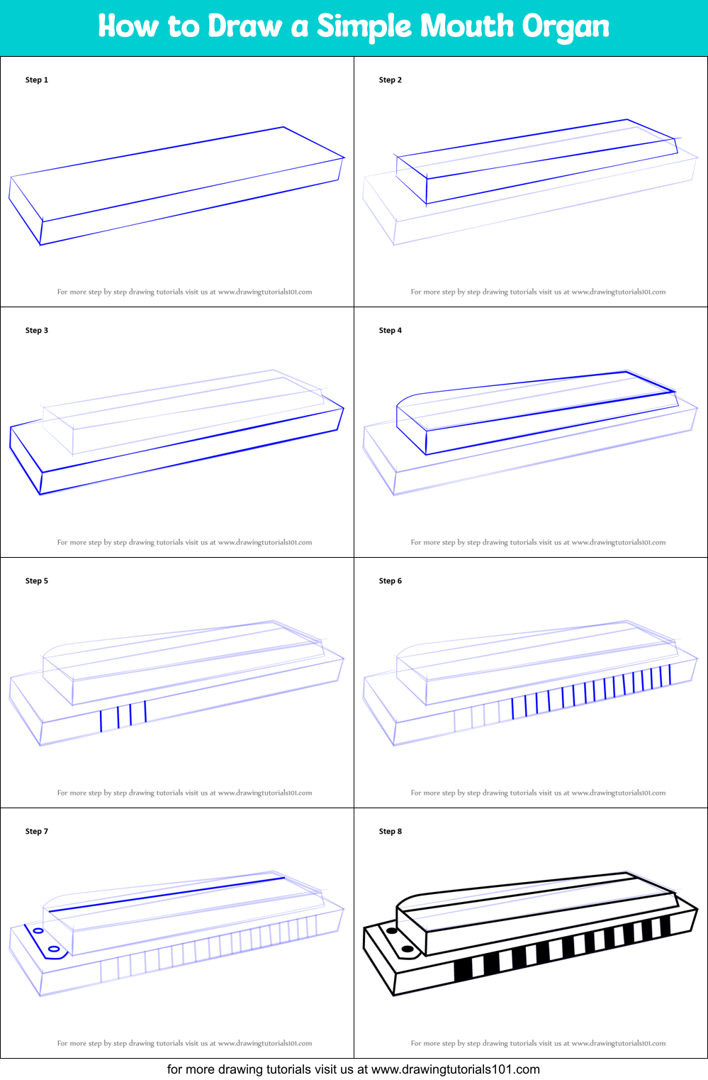 How to Draw a Simple Mouth Organ Printable Step by Step
