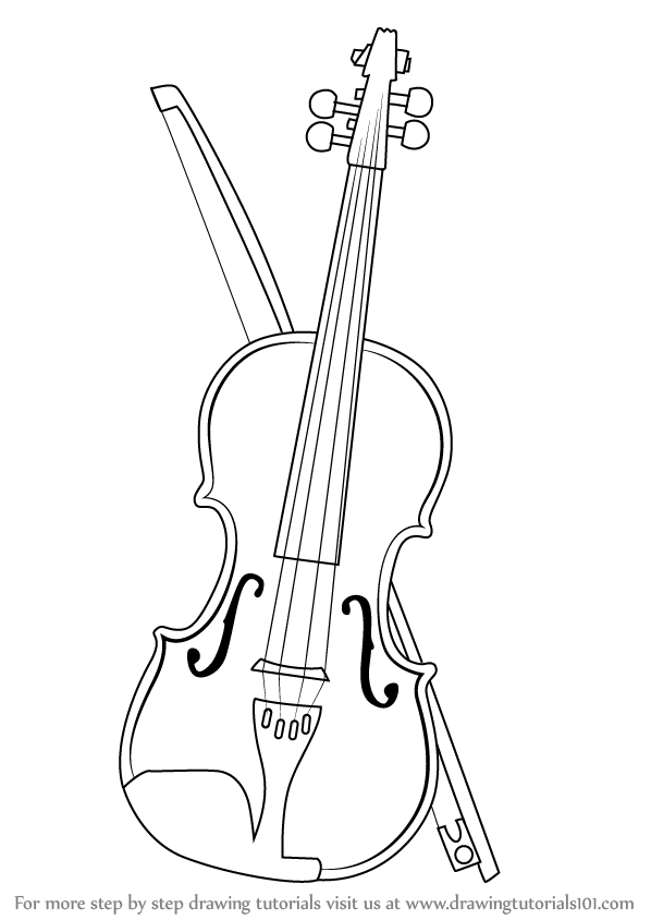 Learn How to Draw a Violin (Musical Instruments) Step by Step : Drawing