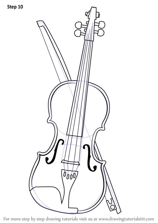 Learn How to Draw a Violin (Musical Instruments) Step by Step : Drawing