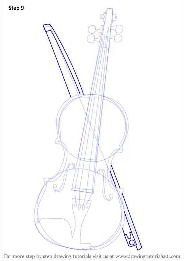Learn How to Draw a Violin (Musical Instruments) Step by Step : Drawing