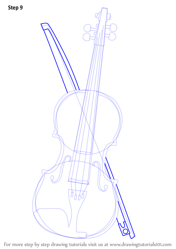 Learn How to Draw a Violin (Musical Instruments) Step by Step : Drawing