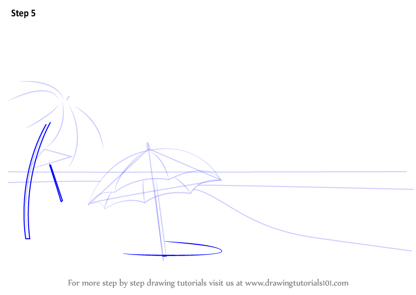 Learn How to Draw Beach Scene (Nature) Step by Step : Drawing Tutorials