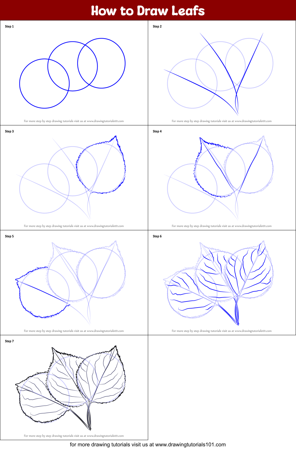 How to Draw Leafs Printable Step by Step