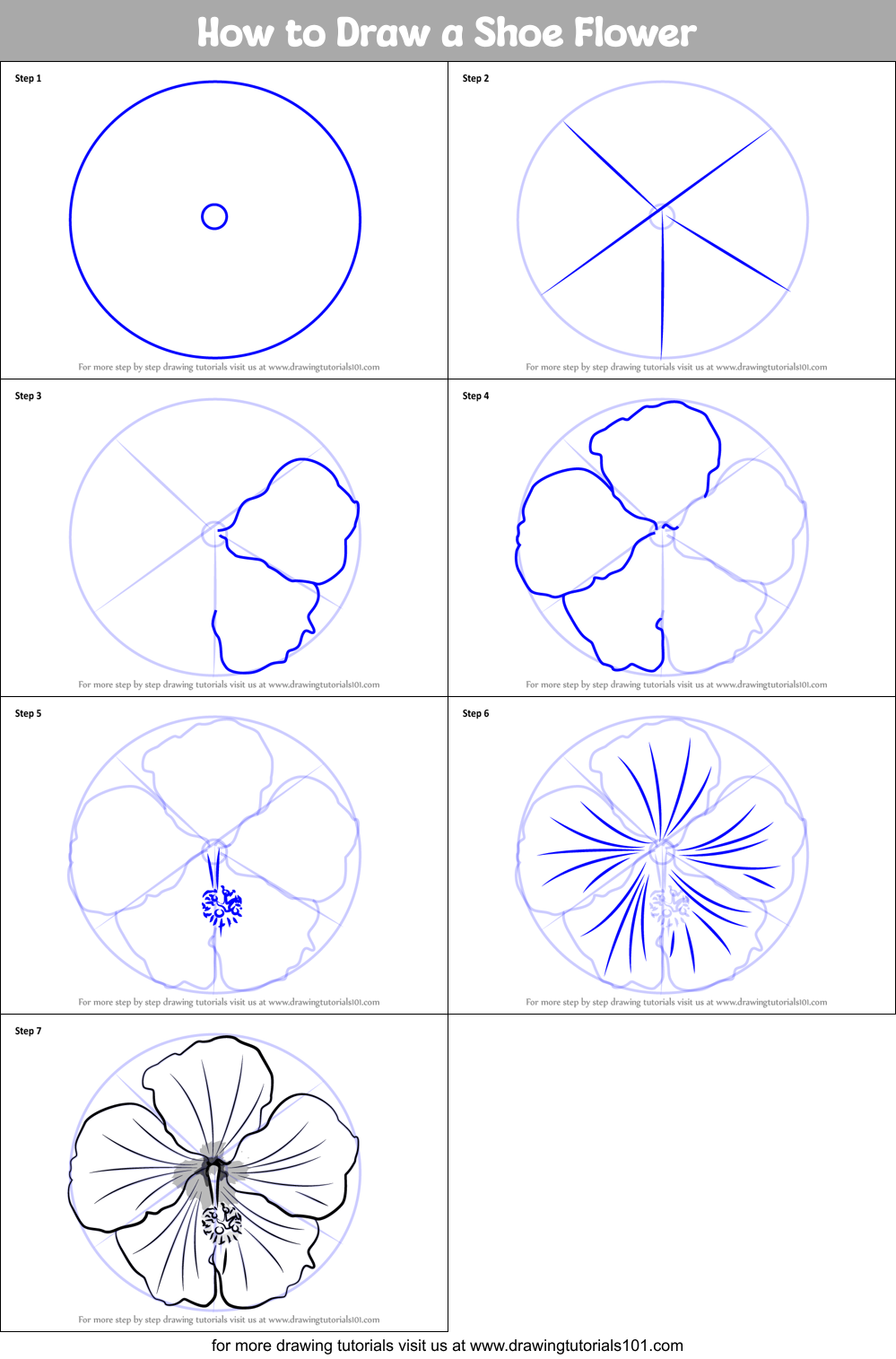 How to Draw a Shoe Flower Printable Step by Step