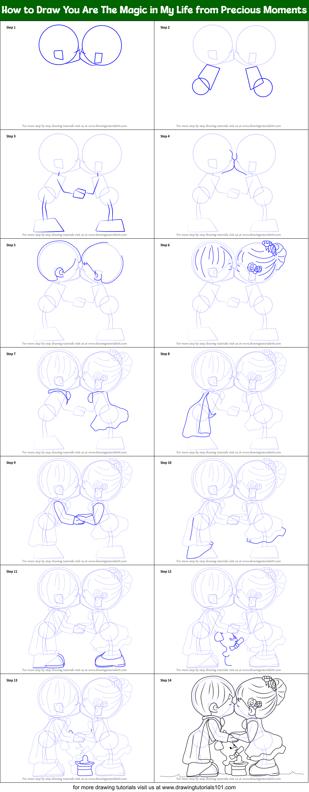 How to Draw You Are The Magic in My Life from Precious Moments Printable Step by Step