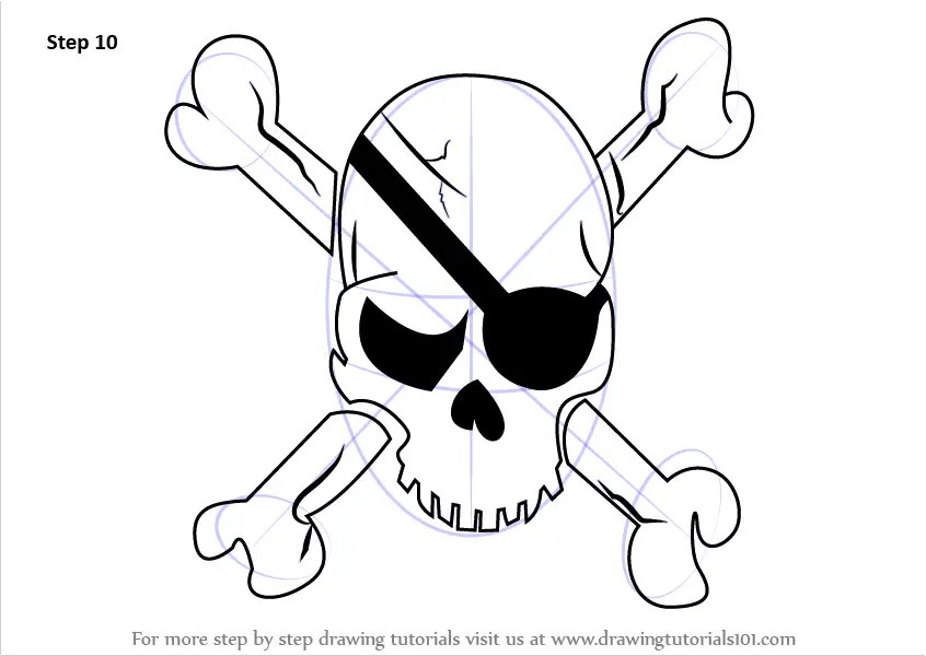 Learn How to Draw a Pirate Skull (Skulls) Step by Step : Drawing Tutorials