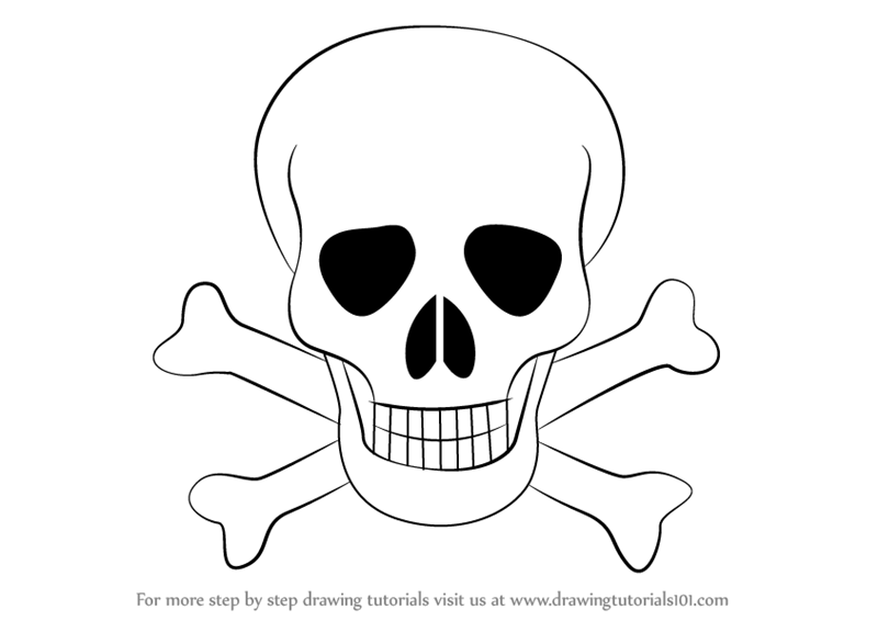 Bienes Escepticismo cepillo Learn How to Draw Skull with Crossbones (Skulls) Step by Step : Drawing  Tutorials