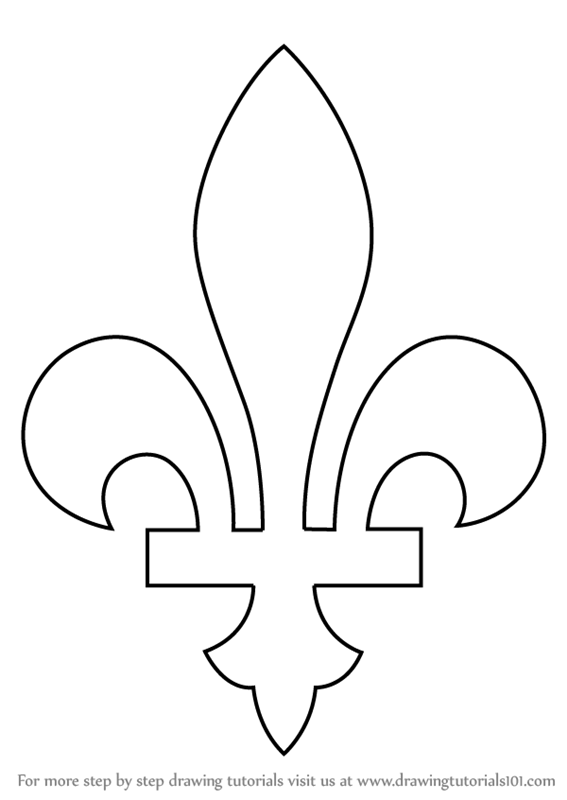 Learn How to Draw Fleur-de-lis (Symbols) Step by Step : Drawing Tutorials