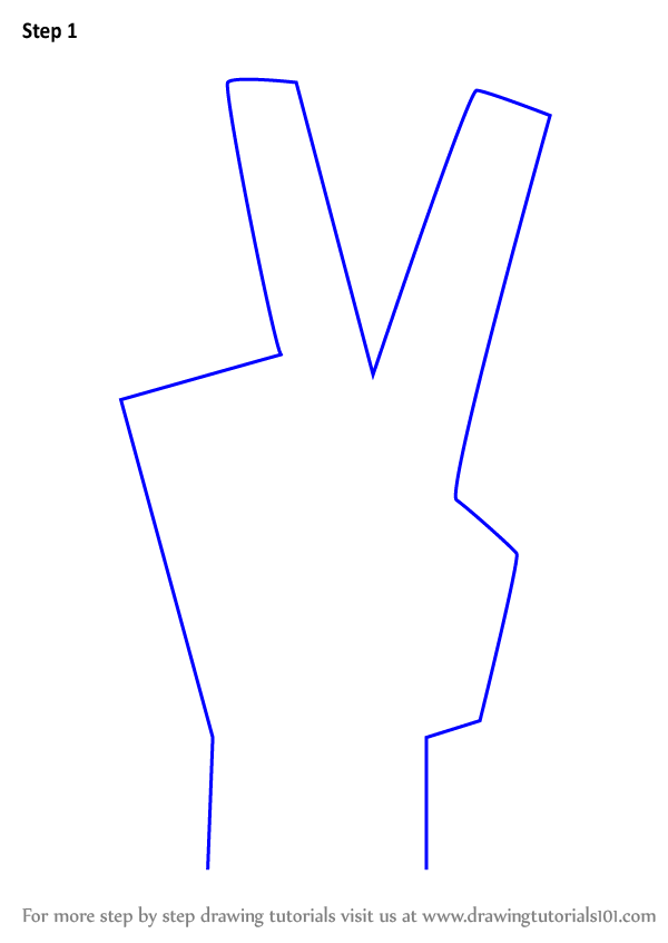 Learn How to Draw Peace Sign Hand (Symbols) Step by Step : Drawing