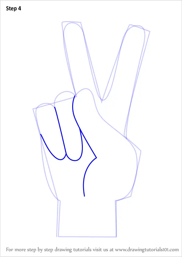 Learn How to Draw Peace Sign Hand (Symbols) Step by Step : Drawing