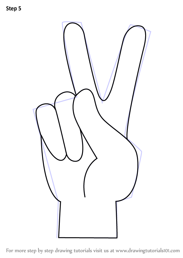 Learn How to Draw Peace Sign Hand (Symbols) Step by Step : Drawing