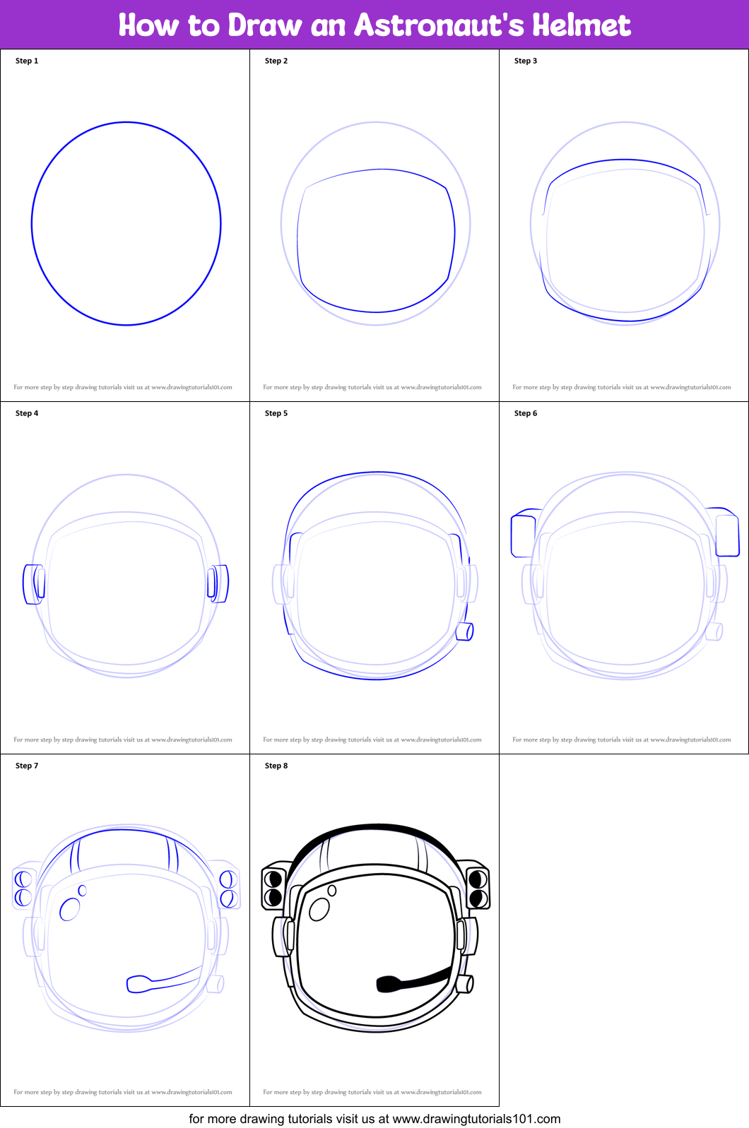 How to Draw an Astronaut's Helmet Printable Step by Step