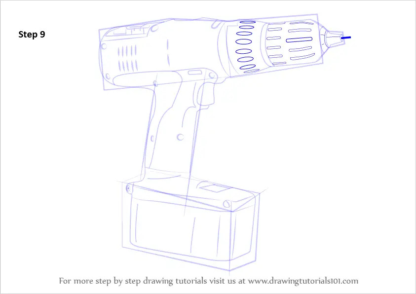 Learn How to Draw a Drill Machine (Tools) Step by Step : Drawing Tutorials