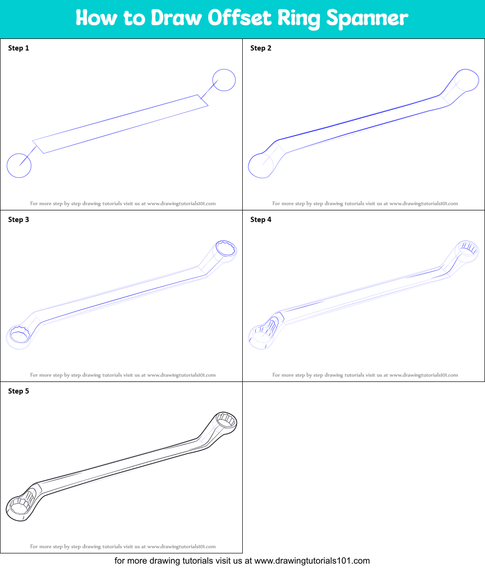 How to Draw Offset Ring Spanner Printable Step by Step