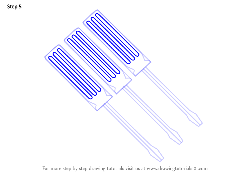 Learn How to Draw Screwdriver Set (Tools) Step by Step : Drawing Tutorials
