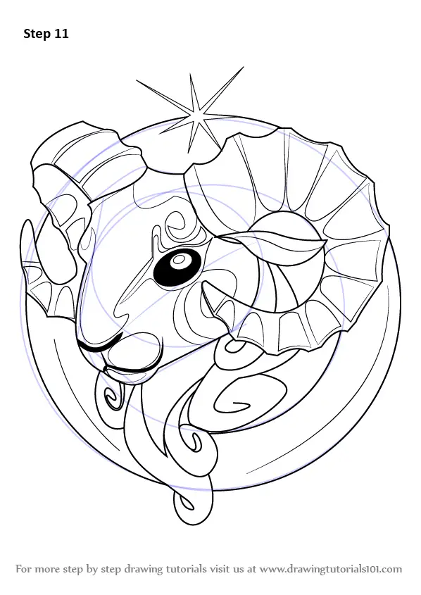 Step by Step How to Draw Aries Zodiac Sign : DrawingTutorials101.com