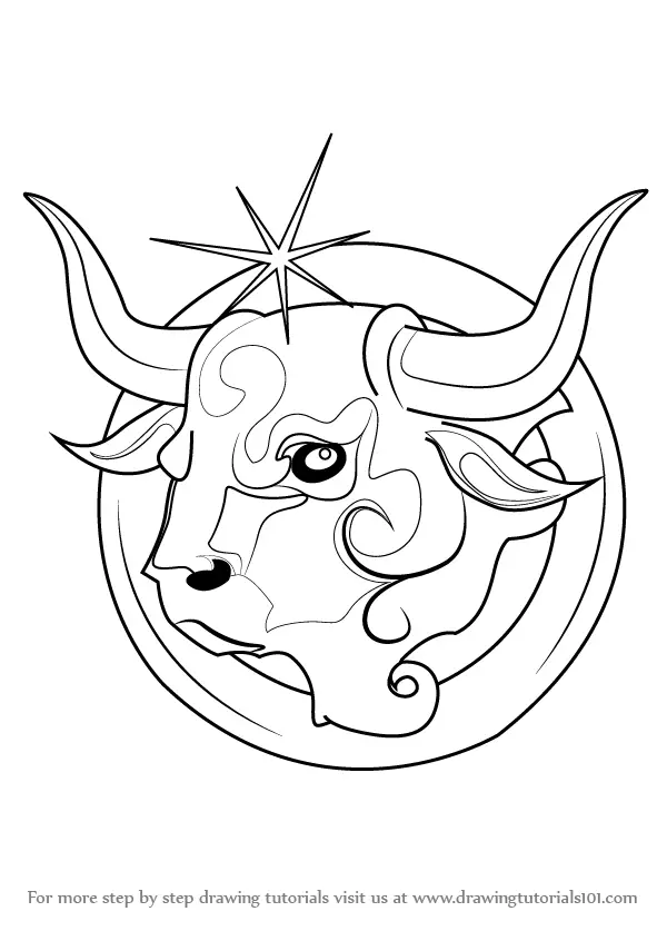 Learn How to Draw Taurus Zodiac Sign (Zodiac Signs) Step by Step