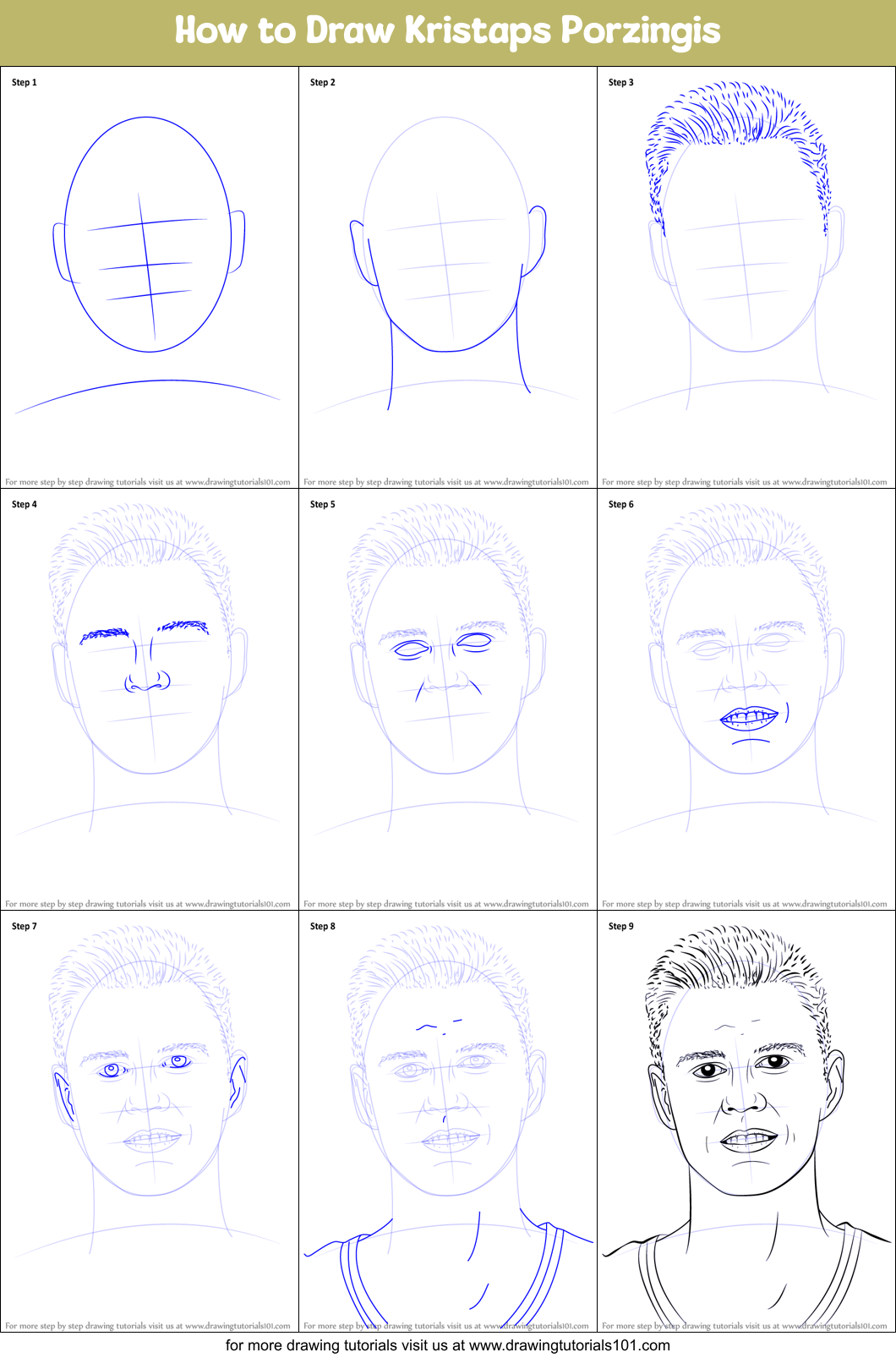 How to Draw Kristaps Porzingis Printable Step by Step