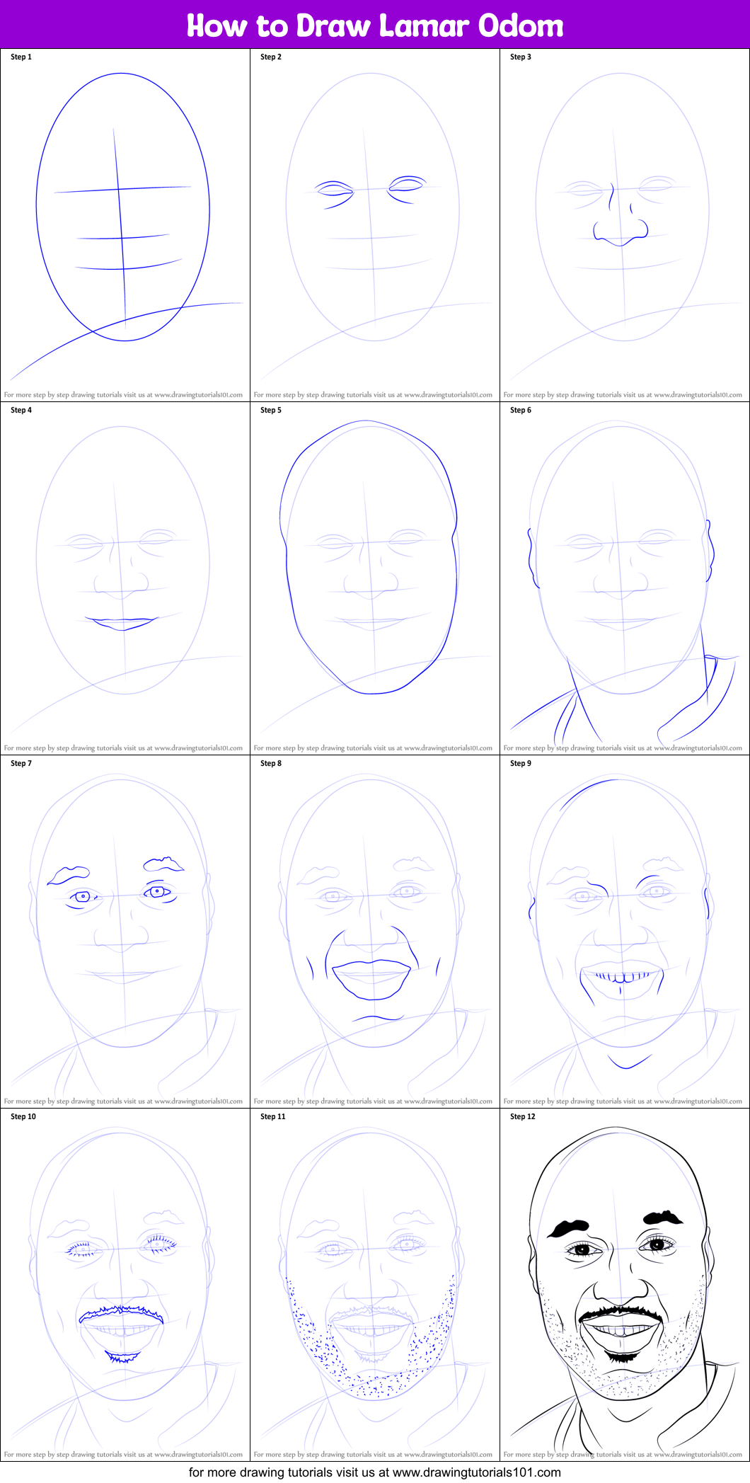 How to Draw Lamar Odom Printable Step by Step