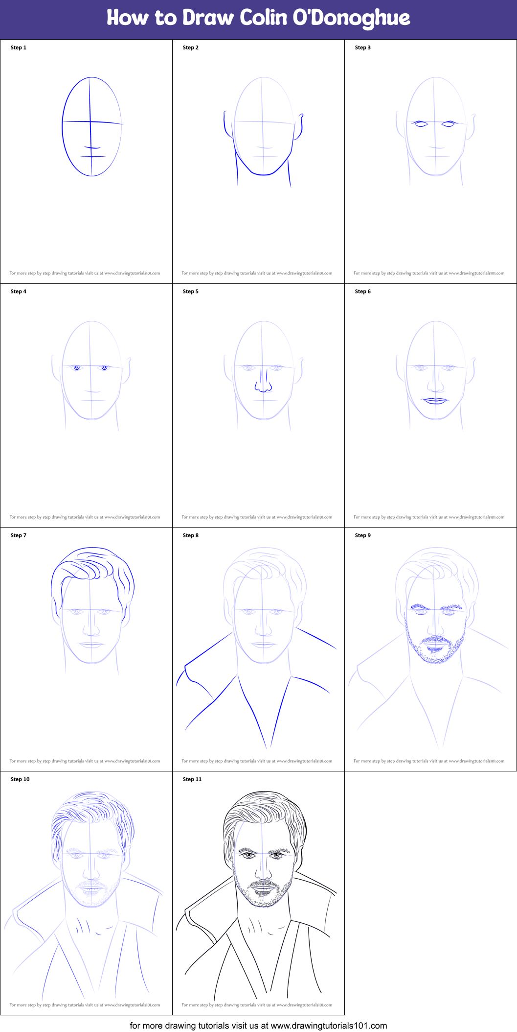 How to Draw Colin O'Donoghue Printable Step by Step