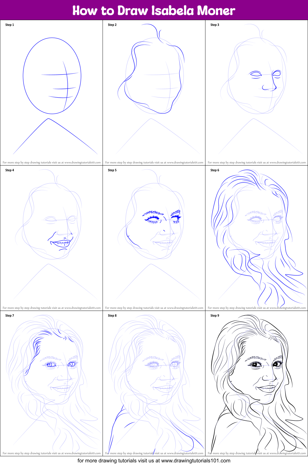 How to Draw Isabela Moner Printable Step by Step