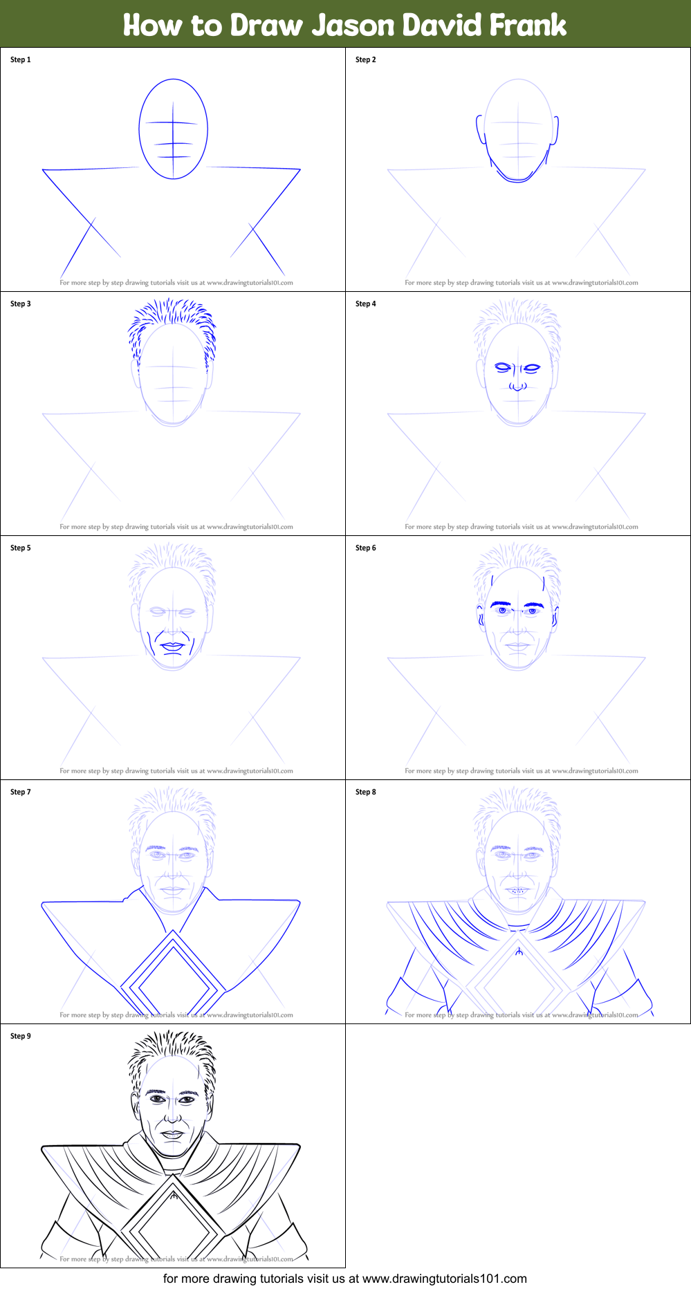 How to Draw Jason David Frank Printable Step by Step