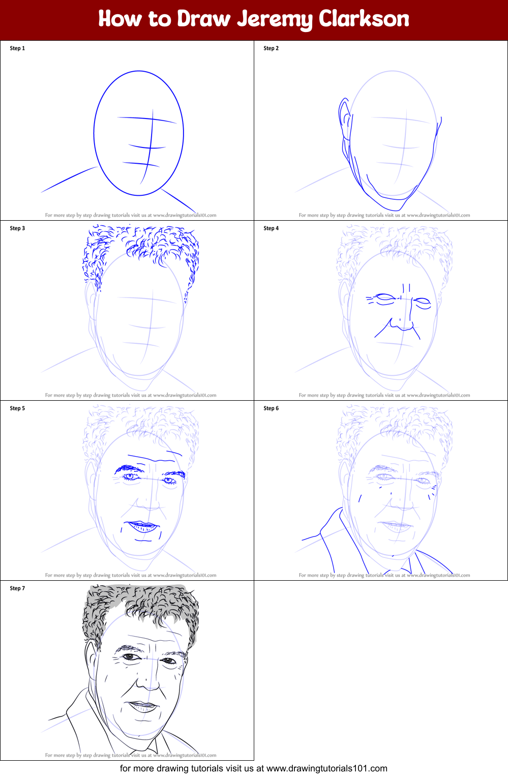 How to Draw Jeremy Clarkson Printable Step by Step