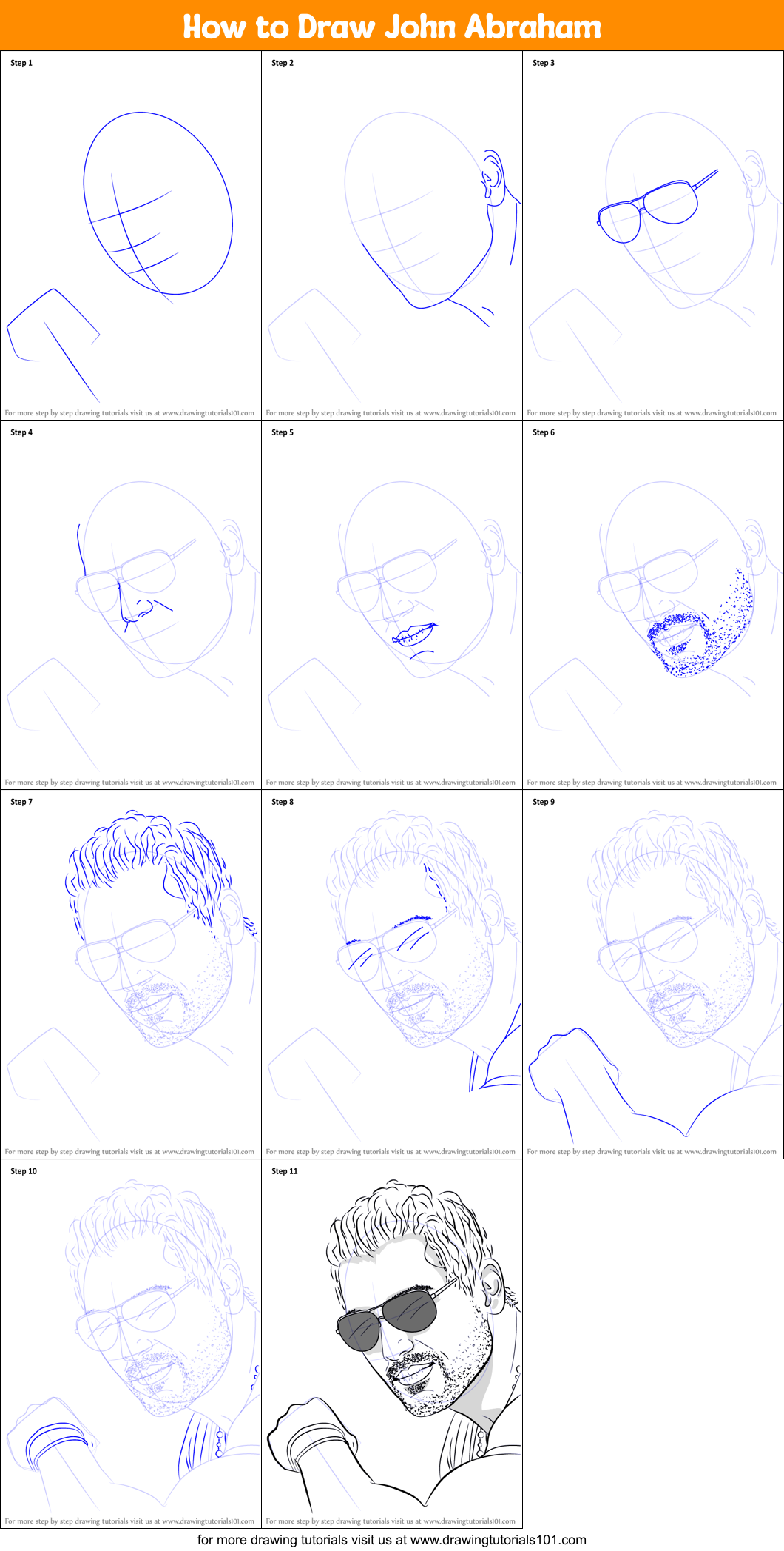 How to Draw John Abraham Printable Step by Step