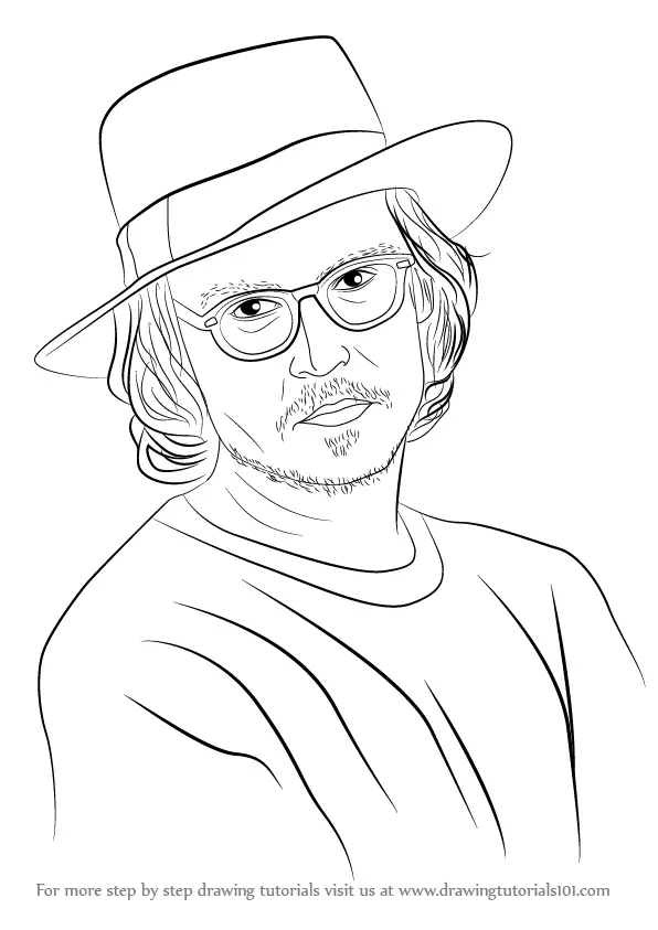 Johnny Depp Draw Step Drawing Cade Celebrities Coloring Sketch Tutorials Te...