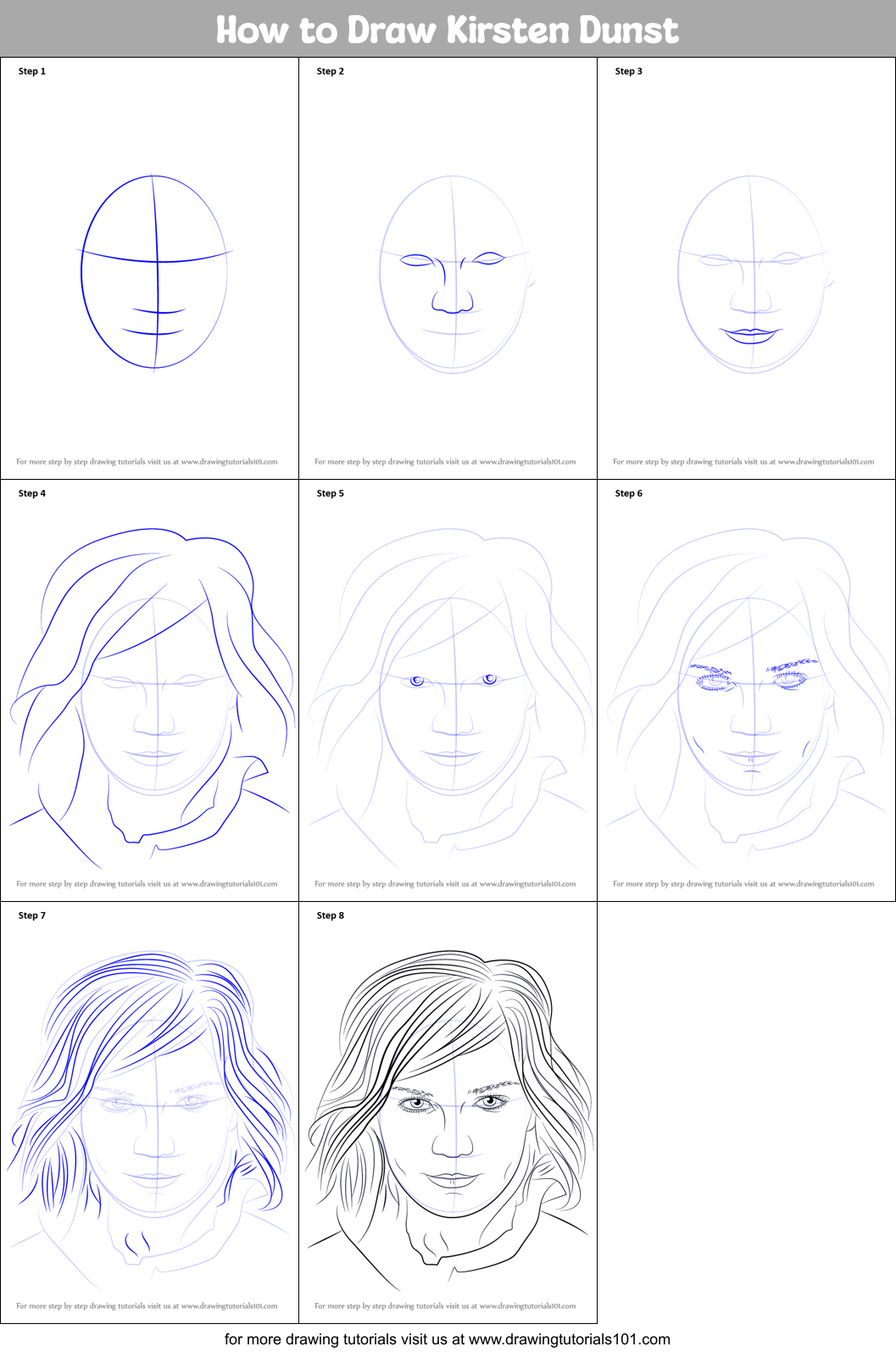 How to Draw Kirsten Dunst Printable Step by Step