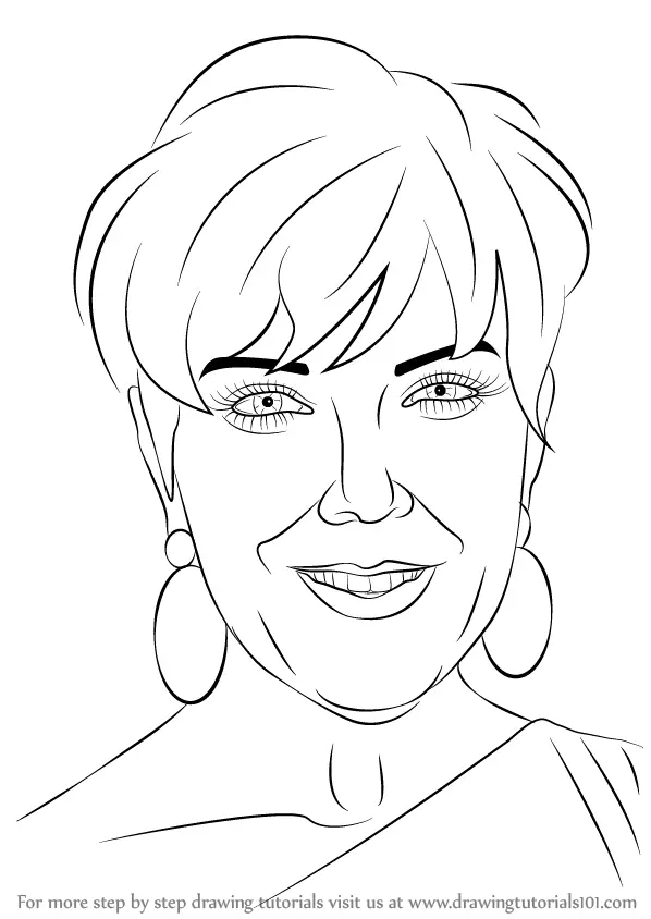 Learn How to Draw Kris Jenner Celebrities Step by Step Drawing 