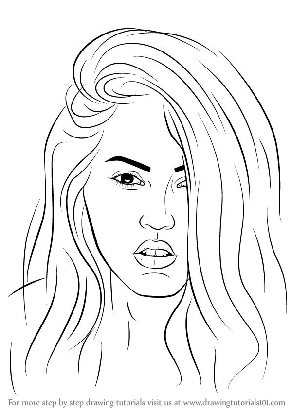 How to Draw Megan Fox (Celebrities) Step by Step | DrawingTutorials101.com