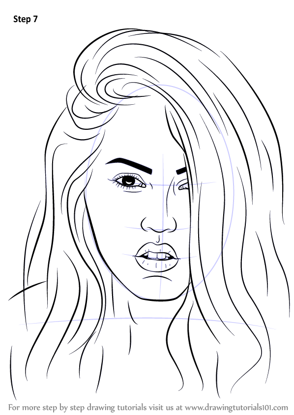 Learn How to Draw Megan Fox (Celebrities) Step by Step : Drawing Tutorials