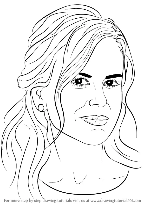 Learn How to Draw Nicole Kidman (Celebrities) Step by Step : Drawing
