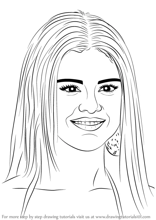Learn How to Draw Selena Gomez (Celebrities) Step by Step : Drawing  Tutorials